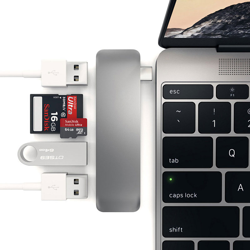 Easya 5- i -1 thunderbolt 3 adapter usb type c hub dock dongle med tf sd kortlæser usb 3.0 til macbook pro/air usb-c