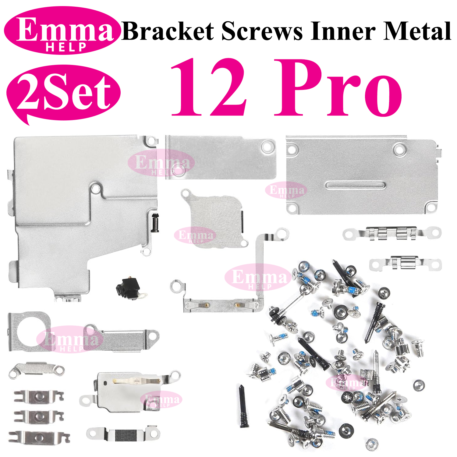 2set Full Inside Small Metal Holder Bracket Shield Plate Set Full Screws For iPhone 11 12 13 Pro Max X XS XR Repair Assessories: green