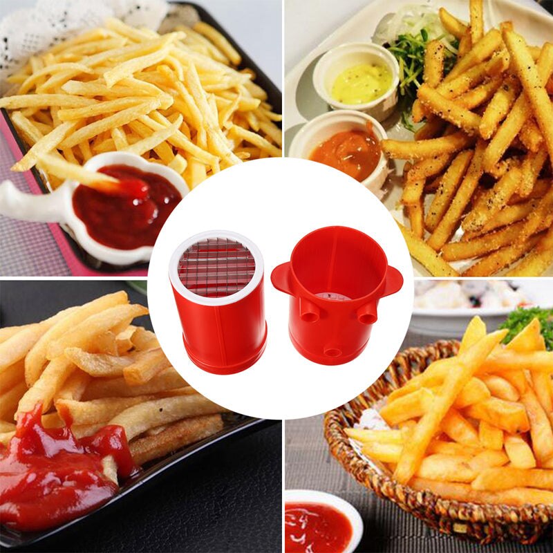2-in-1 French Fries Maker Cutter Potato Slicers French Fries Maker Machine &amp; Microwave Container No Deep-Fry to Make Healthy Fri