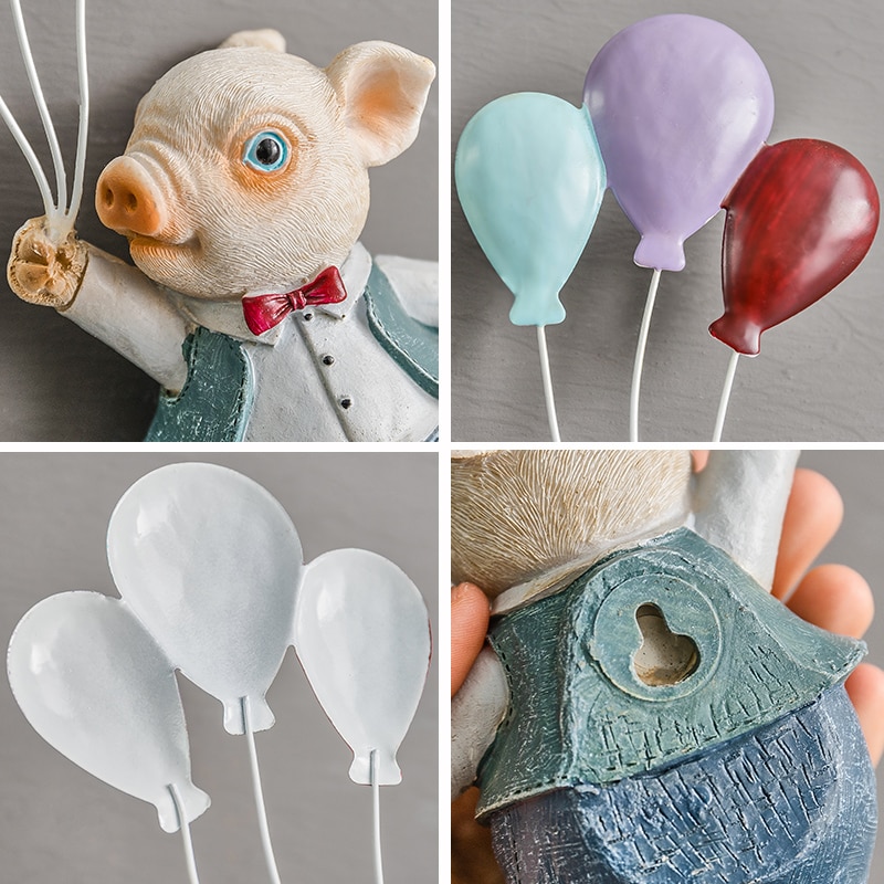 Nordisk heminredning djur ballong sovrum dekor stor harts hantverk vägghängande 3d giraff ballong piggy kanin räv