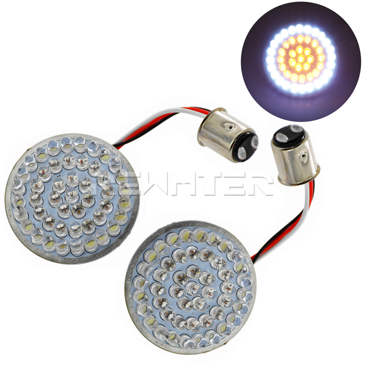 Indicateur de clignotant pour motos, feux insérés pour Harley Touring Sportster Dyna Softail XL 48 72, 1157 LED: A-Yellow w White