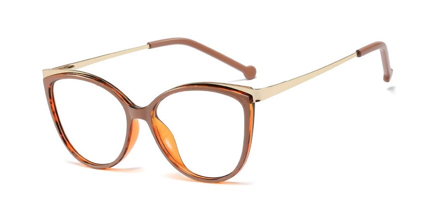 48052 Plastic Titanium Cat Eye Retro Glasses Frames Ultralight Men Women Optical Computer Glasses: C5 khaki