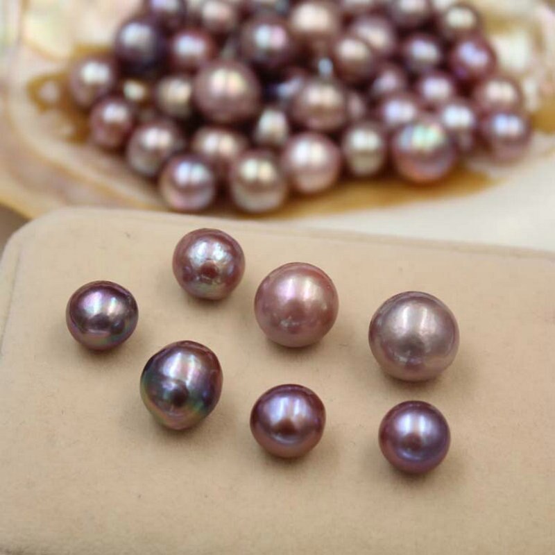 8mm/52PCS Natürliche Runde Lila Süßwasser Perle Lose Perlen für DIY Feine Schmuck Machen