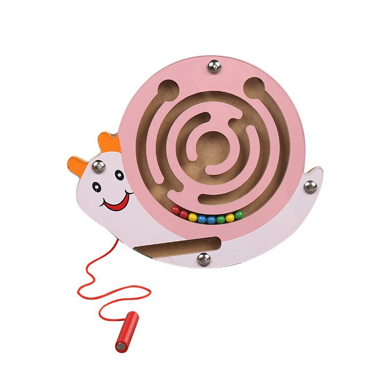 Baby Wooden Toys Maze Game Puzzle Monkey Magnetic Baby Snail Shuttle Early toy Labyrinth Learning For toys wooden toys