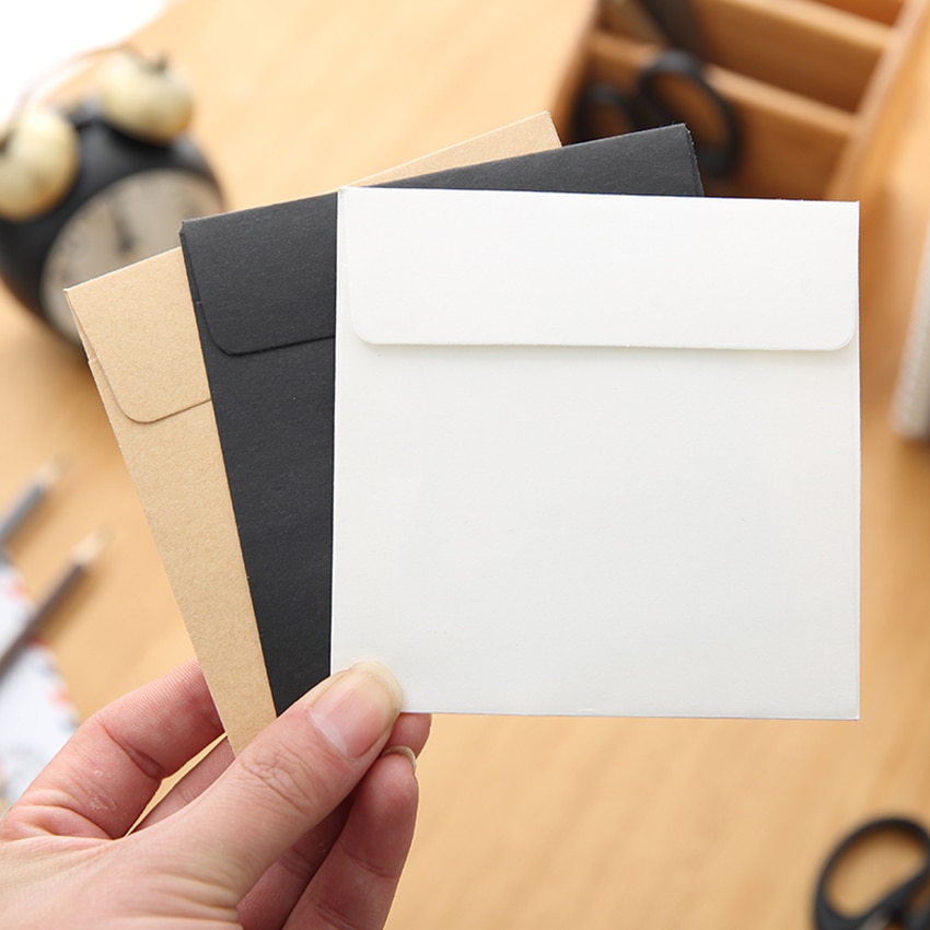 5 stks/partij Vierkante Kraftpapier Lege Kleine Envelop 10x10cm Creatieve Venster Enveloppen voor de Uitnodiging Ansichtkaarten