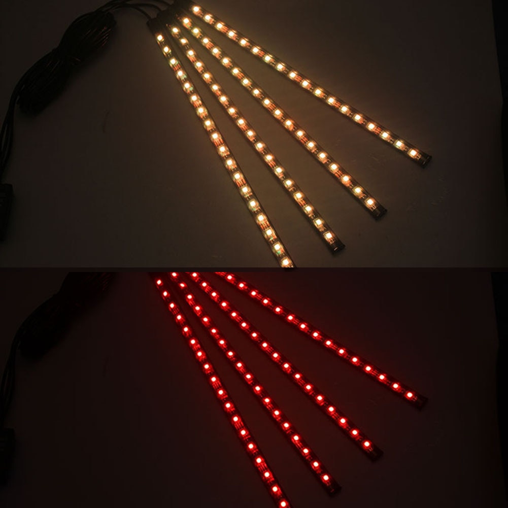 4 In 1 Led Auto Voet Licht 5V Usb Rgb SMD5050 72 Led Strip Ambient Lamp Afstandsbediening Muziek Controle automotive Interieur Decoratieve