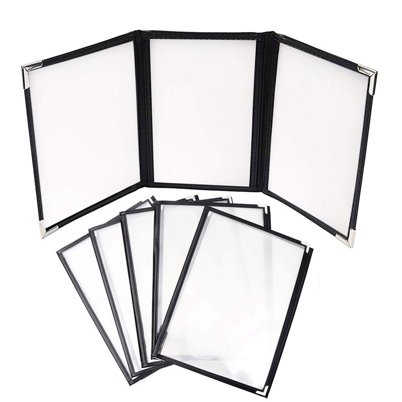 2Pcs Transparent Restaurant Menu Covers for A4 Size Book Style Cafe Bar 3 Pages 6 View