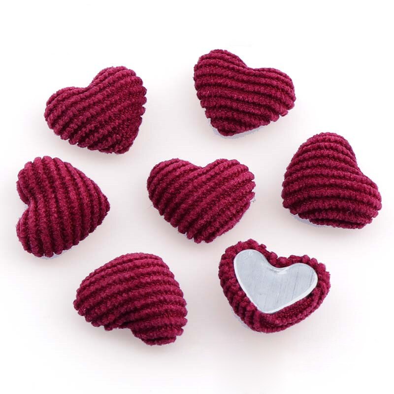 20 Uds. Botones de franela de corazones de colores, adornos para manualidades DIY, suministros para pendientes, Material para hacer joyas, accesorios, nociones de costura: Wine red