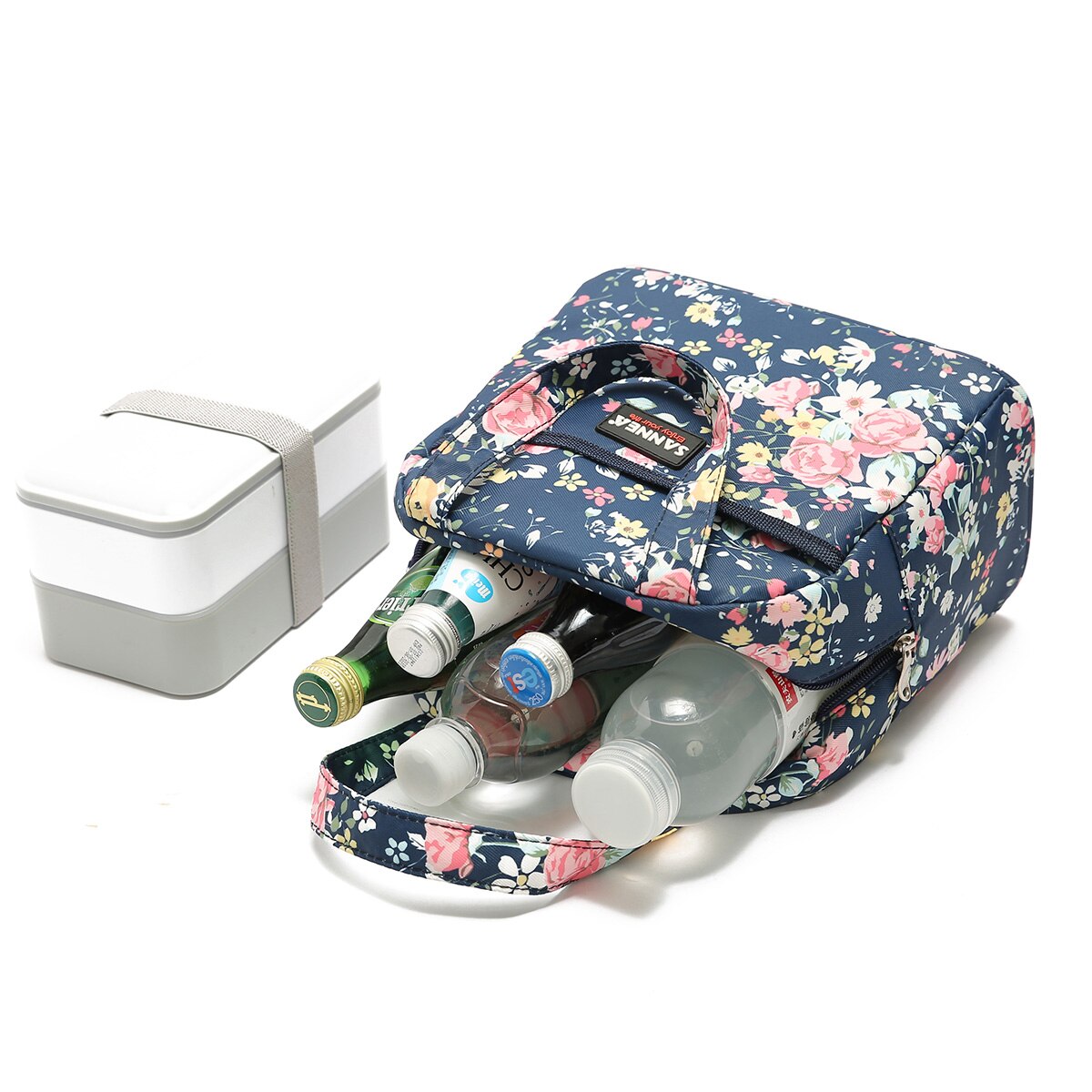 Floral tote fresco-mantendo almoço caso isolamento impermeável saco ao ar livre transportando almoço caixa recipiente