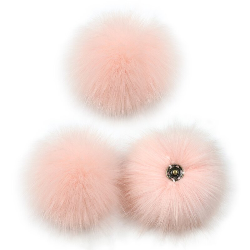 Bola de pompón con botón de presión, pompón de pelo colorido DIY de 10cm, pompón esponjoso extraíble para sombrero, zapatos, accesorio para bufandas, 3 unidades: K