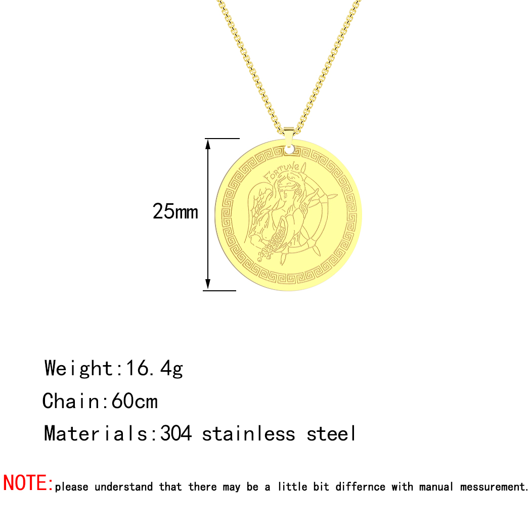 Romeinse Godin Van Geluk Hanger Ketting Voor Vrouwen Rvs Oude Griekse Sieraden Fortuna Tyche Amulet Ketting