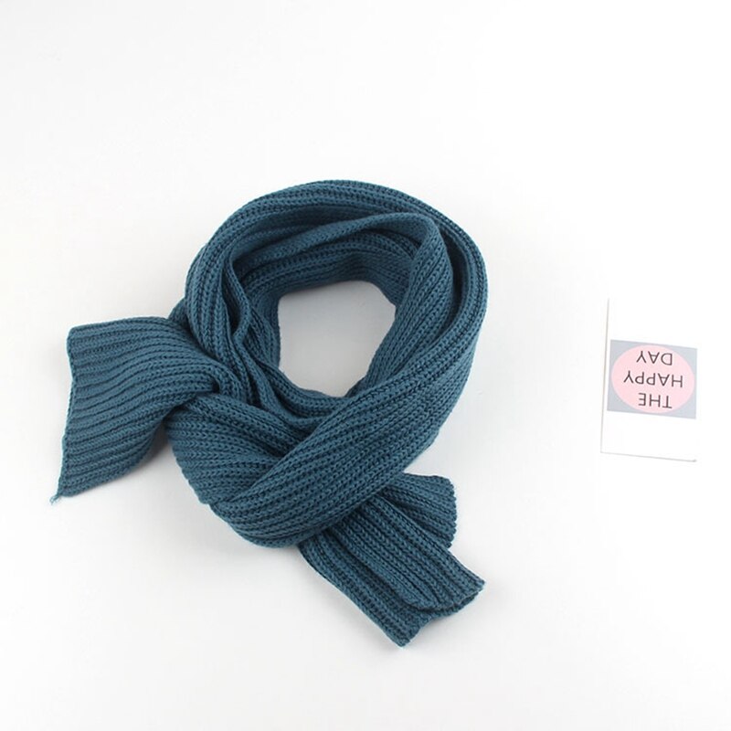 Autumn Winter Boys Girls Baby Kids Children Solid Scarf Warm Knitting Knitted Knitwear Collar Scarves Neckerchief S9773: Blue Green