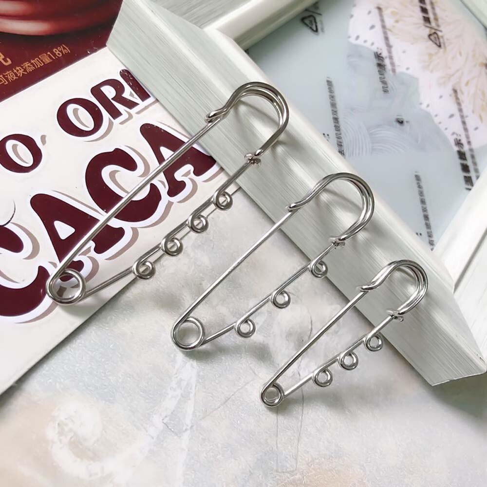 10 Uds. De pasadores con 3 agujeros para broche Diy, accesorios de joyería para niños, con dijes y cadena, Color bronce y plateado, 5cm X 1,5 cm