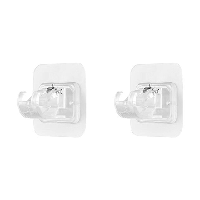 Soporte de barra ajustable de cortina sin clavos, ganchos de abrazadera, soporte Adhesivo de pared para cortina, gancho fijo para colgar, 2 uds.: Transparent