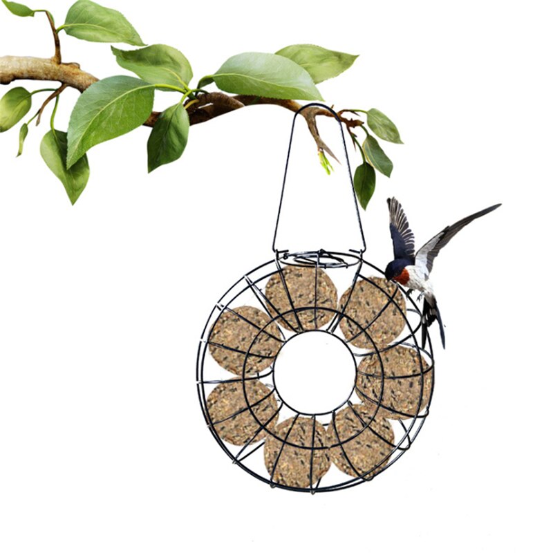 One Round Fixable Bird Hanging Feeder Fat Ball Wild Bird Seed Feeder Outdoor Feeding Station Garden Backyard Bird Supplies