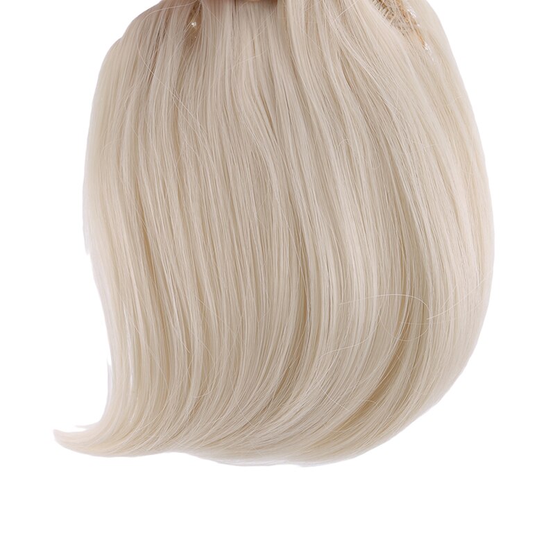Women False Fringe Clip In Hair Bangs Fringe Hair Extensions Swept Full Synthetic Hair Extensions: white