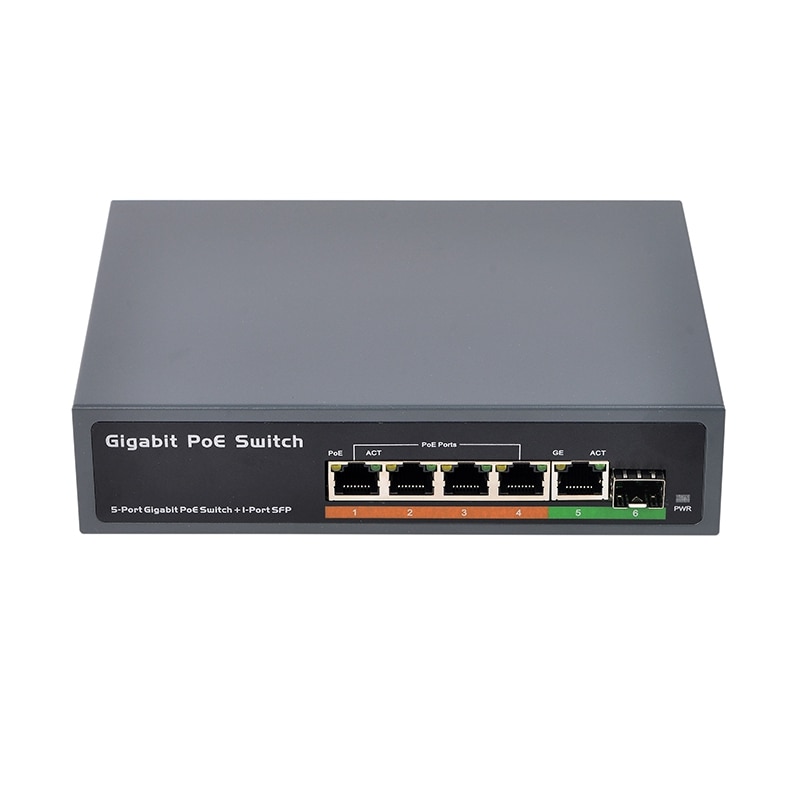PSE604GS 4 Port POE + 1 Port uplink + 1 Port SFP 65W IEEE802.3w / Af standard wszystkie Gigabit POE przełącznik sieciowy (wtyczka EU): Default Title