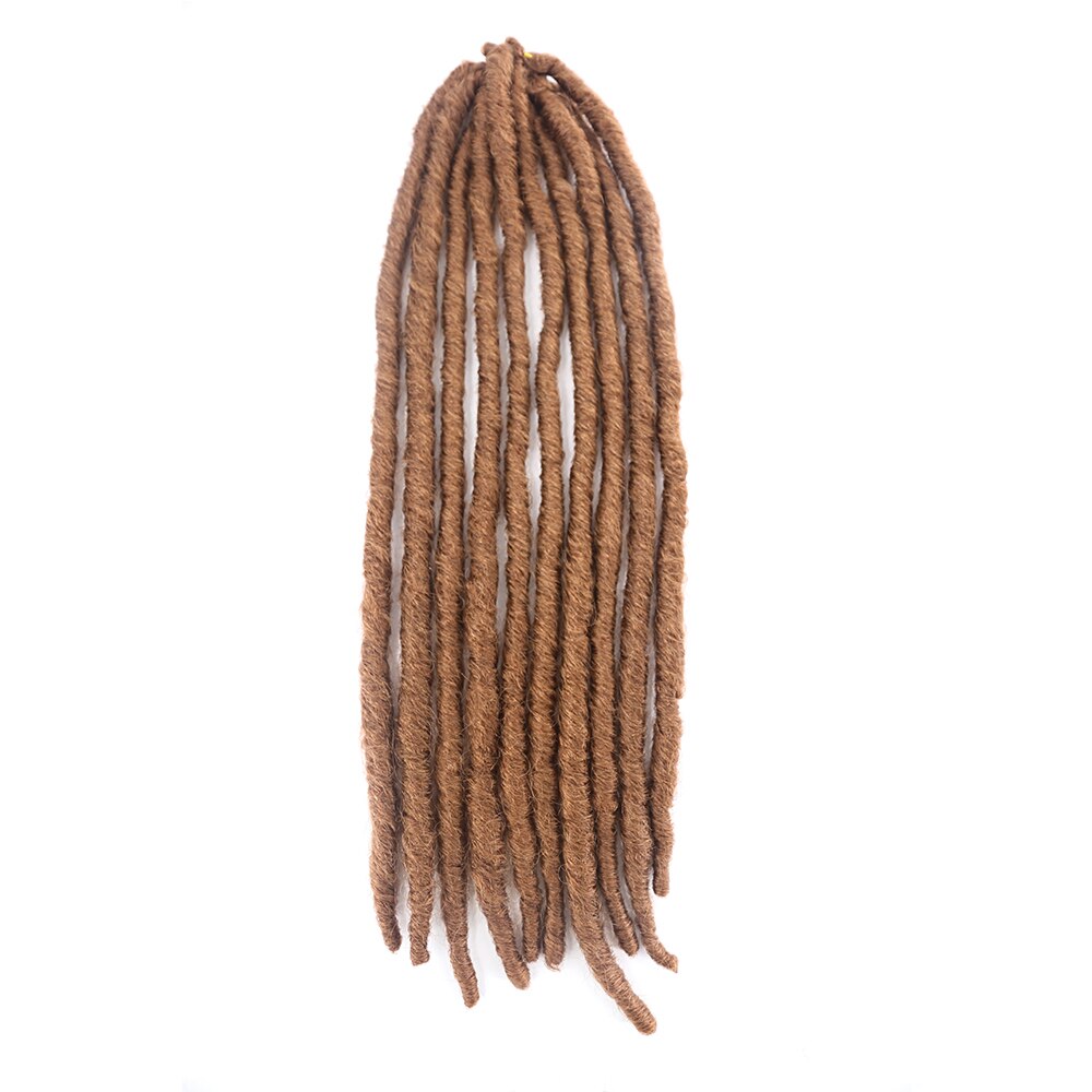 SOKU Brown Faux Locs Braids Straight Hair Extensions 20 Inch Long Soft Crochet Hair Braided Synthetic Afro Dreadlocks Hair