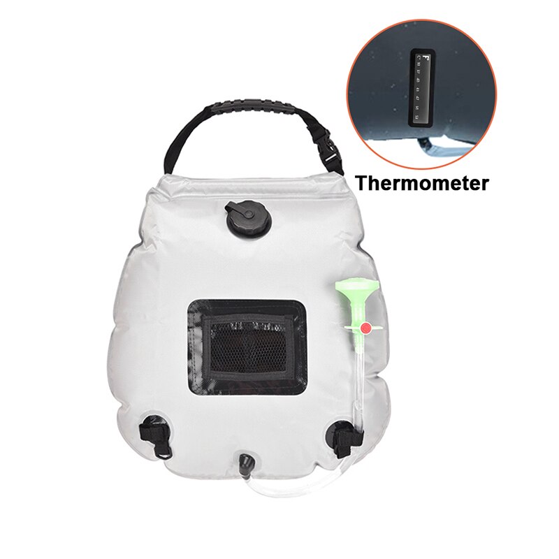 20L Solar- Dusche Tasche wasserdicht für Camping Tragbare Wasser Taschen draussen Faltbare Heizung Umschaltbar Kopf Mit Schnell Trockenen Handtuch: Weiß