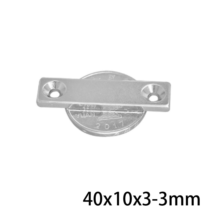 5 ~ 100 Uds 40x10x3-3 N35 imanes agujero avellanado agujeros 3mm hoja magnético permanente 40*10*3 imán de neodimio 40*10*3-3 40x10x3