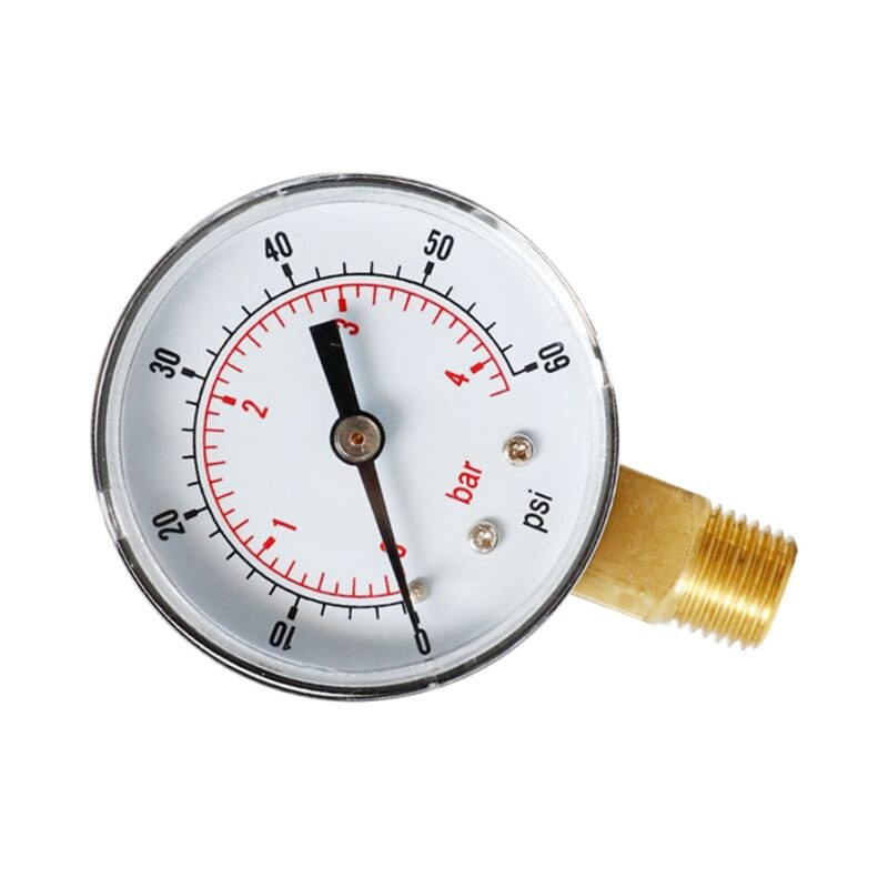 Trykkmåler 52mm 1/4 "bspt vertikal 15,30,60,100,150,300 psi & bar bunnfeste