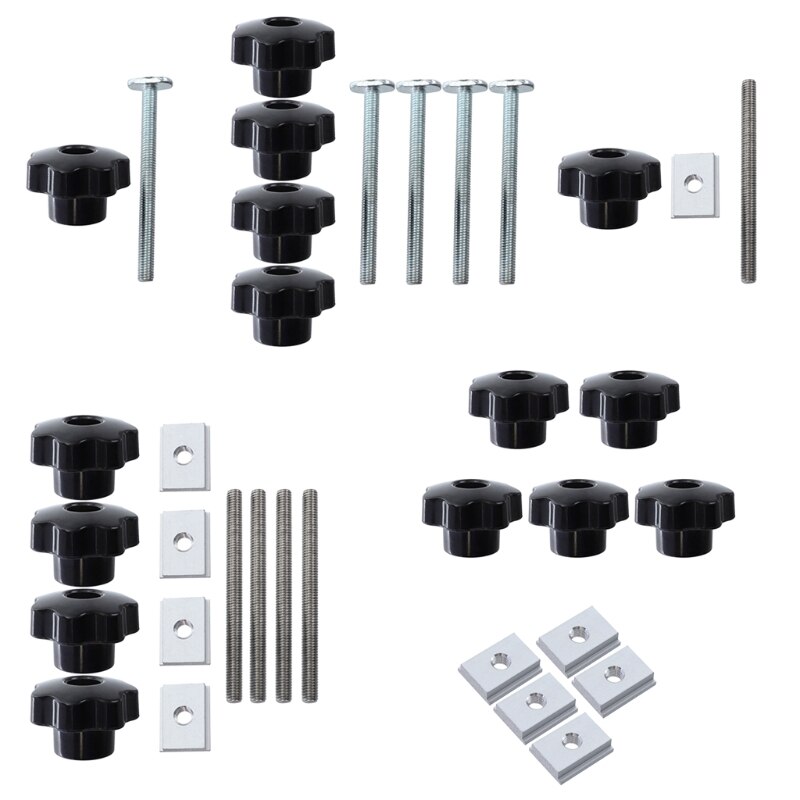 G8DA Handle T-slot Slider Miter T-track Jig Screw Fixture Table Saw Router Chute Rail Special Accessories Woodworking Tool Set