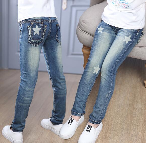 4 6 8 10 12 anos bebê menina jeans moda primavera/outono meninas calças de brim crianças roupas menina algodão casual lápis