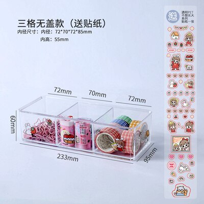 Transparent Desk Organizer Stationery Sundries Makeup Pencil Tape Stackable Plastic Storage Box School Office Stationery Holder: B