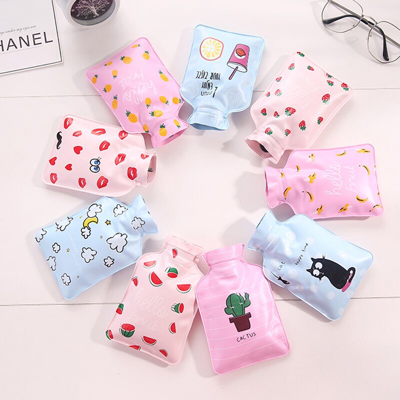 Mały uroczy termofor pojemnik na butelki poręczne perły wykończone tkaninami wypełniony wodą typ ciepły skarb dłoni 10.5*15.5cm