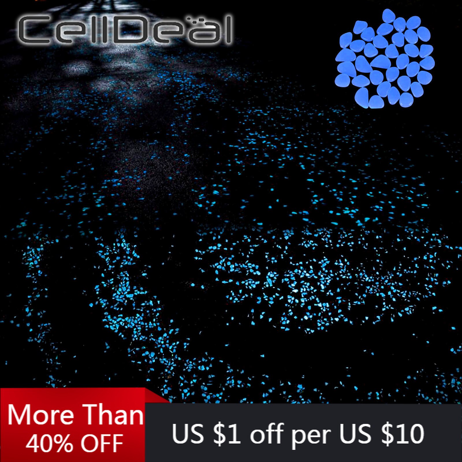 100Pcs Garden Luminous Glowing Stone Pebble Glow in the Dark Garden Glow Stones Rocks for Walkways Garden Path Patio Lawn Decor