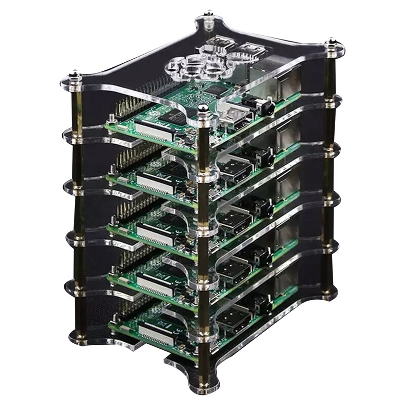 Acrylic Shell Dog Bone Box for Raspberry Pi 3 Model B 3B Plus 2B 4B: 5 layers