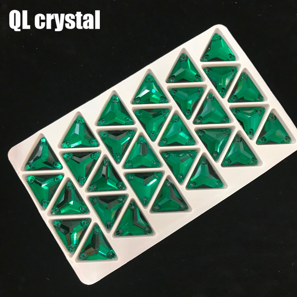QL Crystal malachietgroen tri-angle naai kristal voor trouwjurk kleding shose zakken kledingstuk decoratie