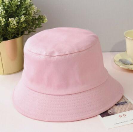 Mode Strand Zon Hoeden Voor Kinderen Kinderen Casual Brede Rand Effen Kleur Katoen Hoed Jongens Meisjes Zomer Cap Sombrero Multicolor: Roze