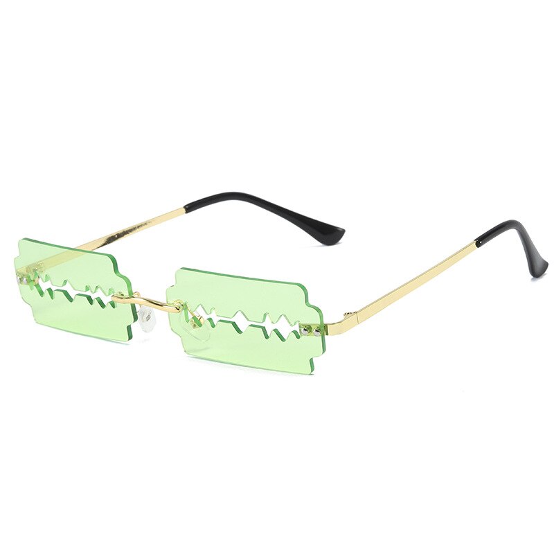 Blade Style Cool Personality Frameless Trimming Sunglasses Trendy Colorful Sunglasses and Glasses: GREEN