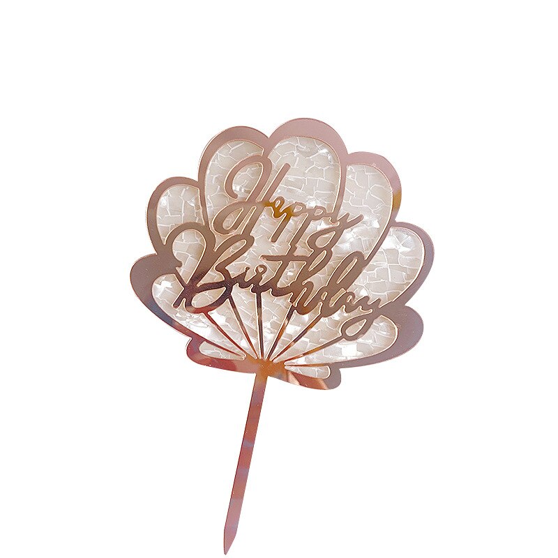Acrylic Ocean Series Shell Happy Birthday Cake Topper Candy Bar Baby Shower Kids Party Decoration Supplies Cake Toppers