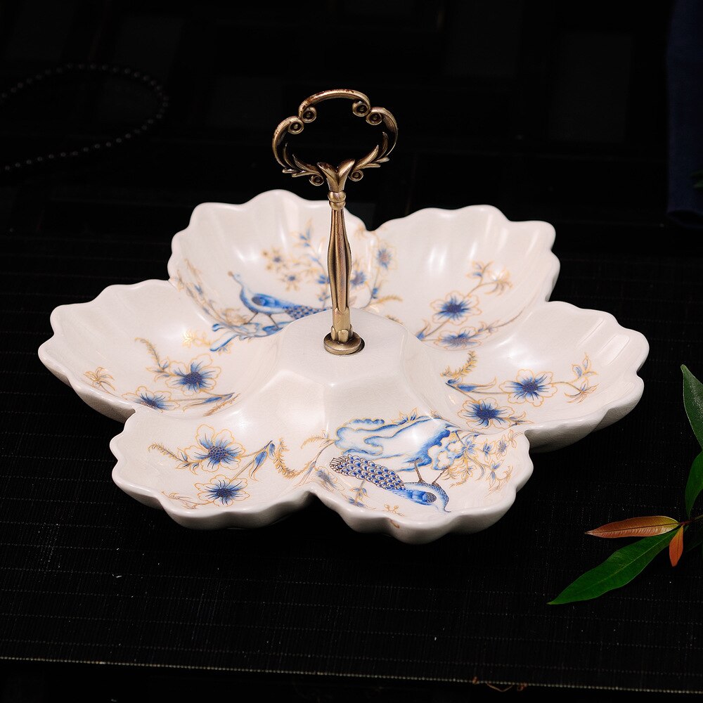 6 grilles en céramique Dessert assiette monocouche hexagonale gâteau assiette fête mariage fruits après-midi thé fruits secs plateaux de stockage