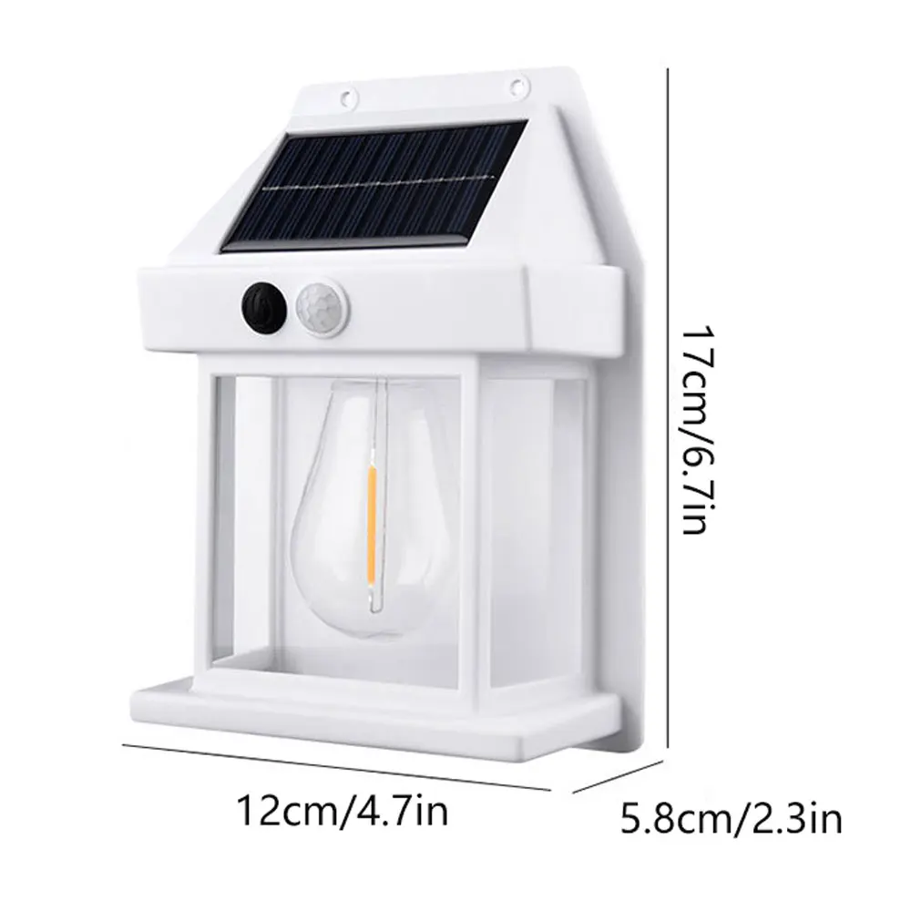 Aplique Solar de pared para exteriores, lámpara con Sensor de movimiento, accesorios de iluminación Exterior impermeables para casa, Patio, porche, garaje: Blanco