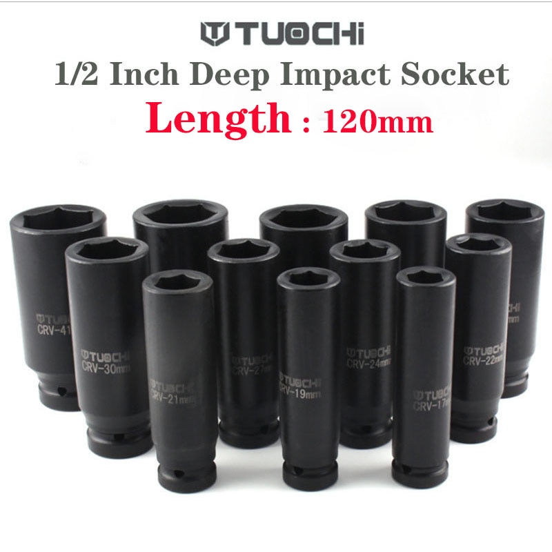 1/2 tums pneumatisk djuphylsa set 17-41mm förlänga sexkantsmetriska djupvägg luftadoptör slaghylsa cr-v autoreparationsnyckelverktyg