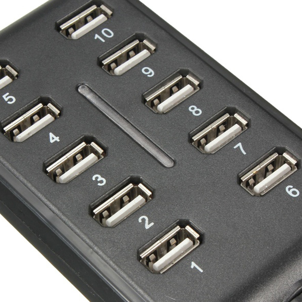 Concentrador USB 480 de alta velocidad, 2,0 Mbps, 10 puertos, multipersonal, divisor USB portátil para PC y portátil