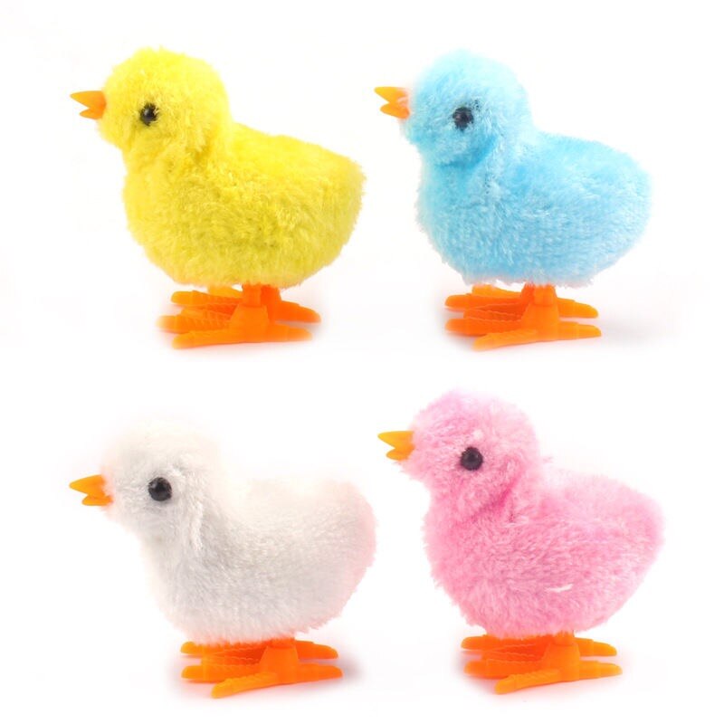 2 stk sød plys vind op kylling børn pædagogisk legetøj urværk springende kyllinger legetøj til børn baby tilfældig farve: 2 stk