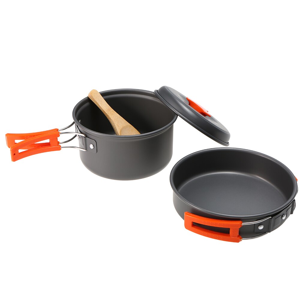 Lightweight Aluminum Outdoor Stove Pot Pan Plastic Bowel Outdoor Cookware Set for Backpacking Camping Picnic 2-3 People