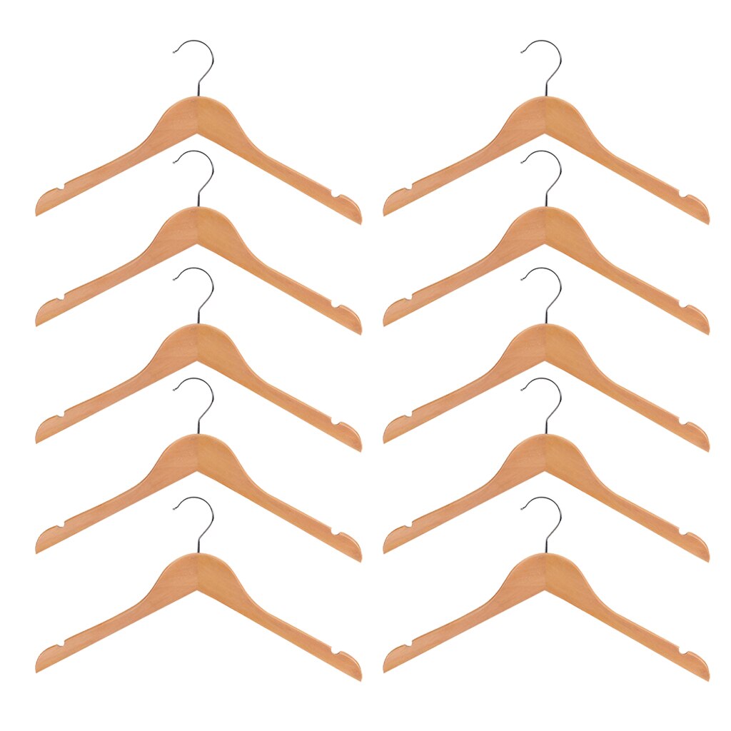 Pack de 10 Uds. De Perchero de madera liso para bebés y niños, Perchero de madera con gancho colgador para ropa, conjunto de 32 cm