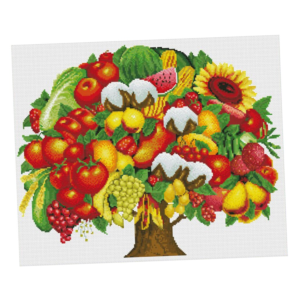 Fruits Tree - Stamped Cross Stitch Kit 59x49cm / 23x19in Handmade Home Decor