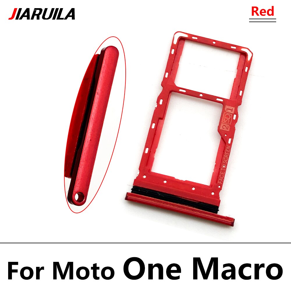 Sd Sim-kaart Lade Voor Motorola Moto Een Macro Action Zoom Fusion G100 G60S Sim-kaart Houder Lade Slot Houder adapter Socket: One macro Red