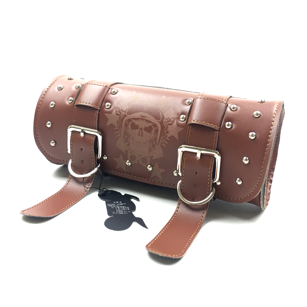 2022 neue Motorrad Gabel Tasche Leder Cruiser Werkzeug Rolle Barrel Tasche Gabel Barrel Form Lenker Schwarz Satteltaschen Lagerung
