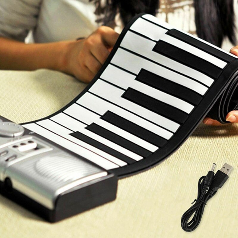 Portable 61 Keys Smart Folding Piano Silicone Hand-Rolled Electronic Pianos Beginner Instrument