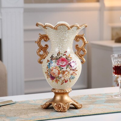 Luxury European Resin Vase Stereoscopic Dried Fowers Arrangement Wobble Plate Living Room Entrance Ornaments Home Decorations: E