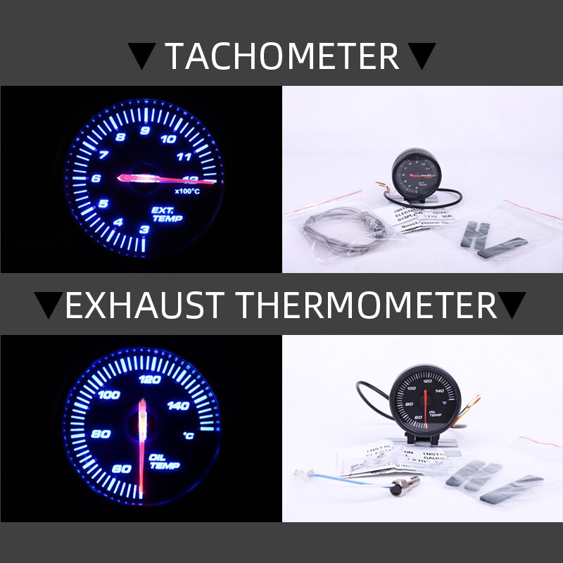 Universal Car 2.5" 60mm Universal Tube Sensor Gauge Vacuum Water Temp Oil Pressure Tachometer Volt Sensor
