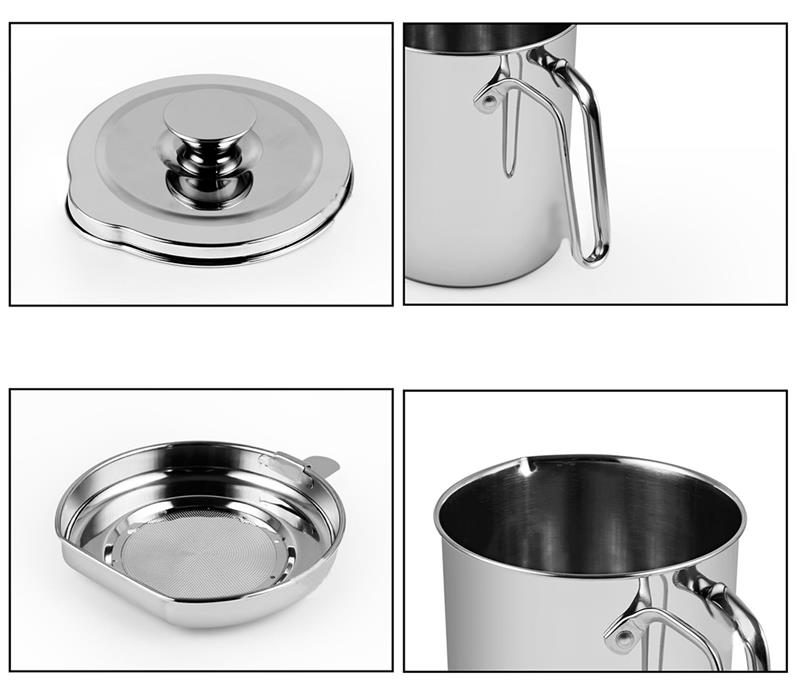 Salsera multifunción de acero inoxidable 1100, separador de grasa para sopa y aceite, filtro de engrasador, tazón, utensilios de cocina, 304 ml