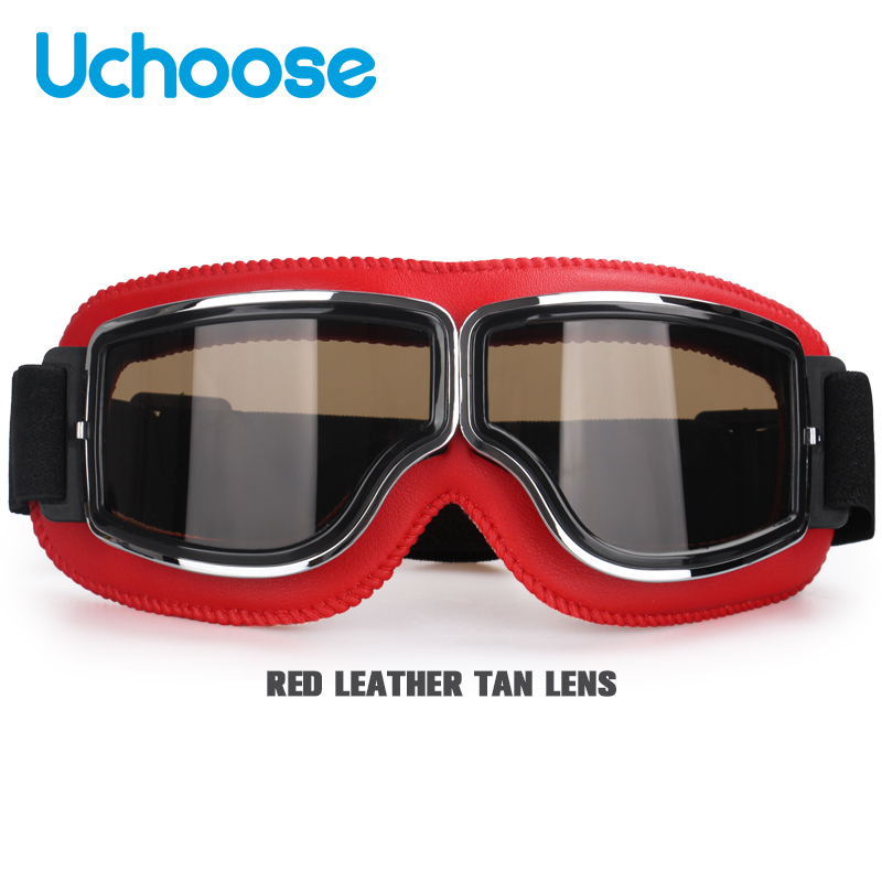 Winddichte motorhelmbril Leer Veiligheid Beschermend Antireflectie Motocross Cross-country Steampunk Glas Verschillende stijlen: Army Green